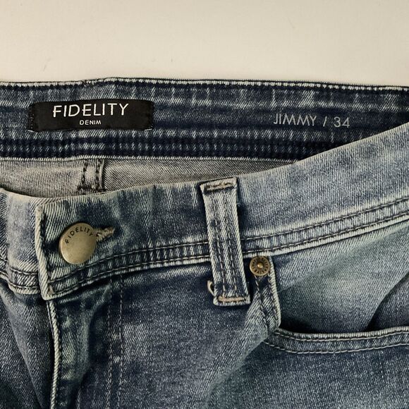 Fidelity Denim 34 Jimmy Mammoth Blue Jeans Slim Straight Stretch NWT - Picture 7 of 10